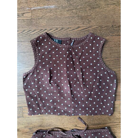 VTG VB Exclusive Brown Polka Dot Two-Piece Set Size Large - Picture 5 of 11